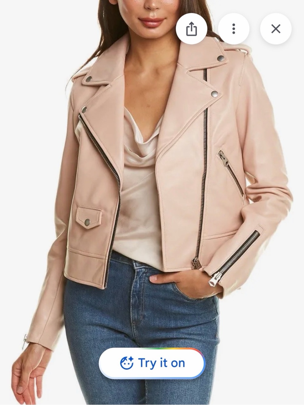 Mackage Women's Blush Pink Leather Moto Jacket